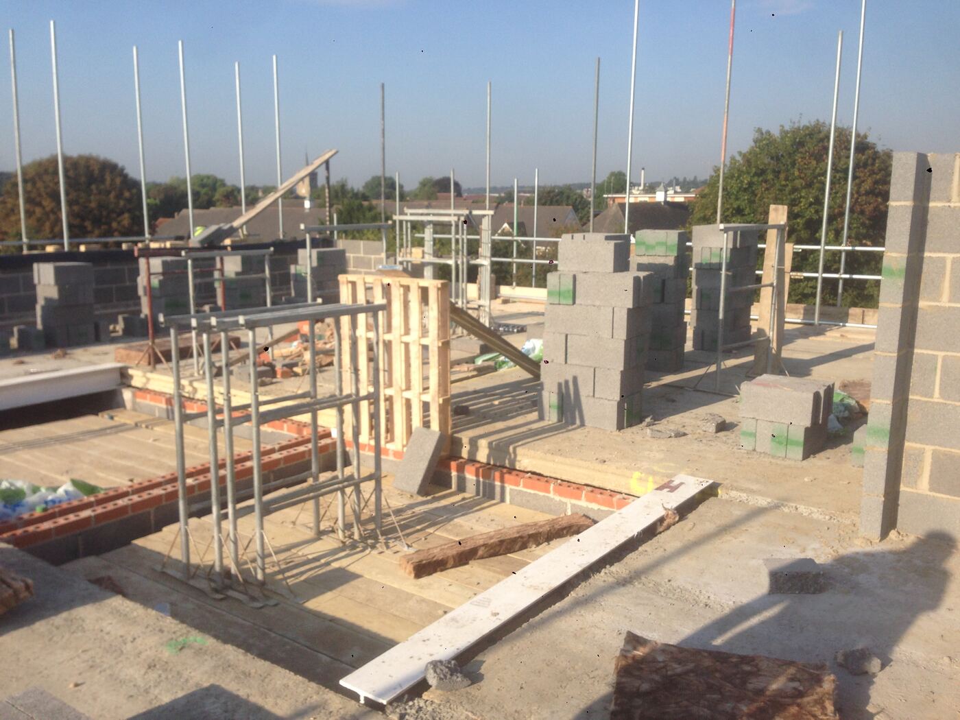 Blockwork and upper floors rising at New Road, Ware